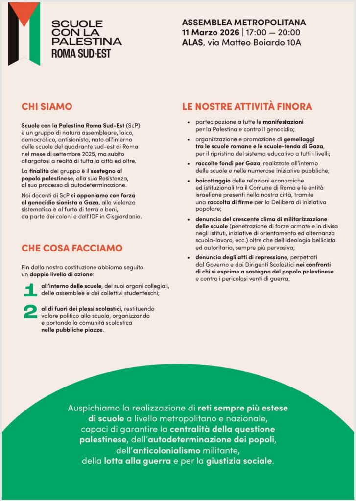 assemblea per la Palestina 11 marzo 2026_